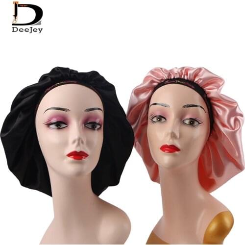 Luxury fashion custom logo double layer reversible bonnet with lace elastic melt band