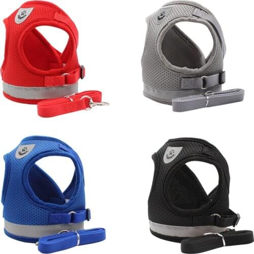 Pet Chest Harness Reflective Safety Chest Strap And Leash Set For Small Medium Dogs Chihuahua Bulldog Adjustable Harnesses Vest