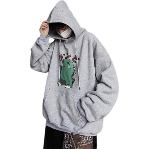 Men Hoodies Summer fashion Cartoon Dinosaur Printed Windproof Polyester Men Fashion Hooded Sweater for Spring Mens Clothing