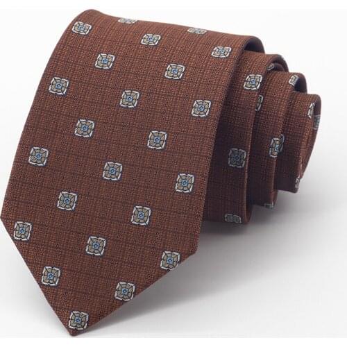 High Quality Vintage 8CM Tie for Men Business Formal Office Gentleman Necktie Fashion Brown Cravate With Gift Box