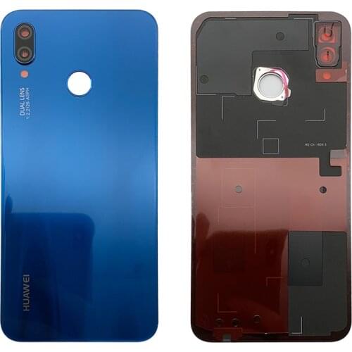 For Huawei P20 Lite Back Battery Rear Cover Door Housing Case Glass Panel+camera lens+Fingerprint button Nova 3e battery door