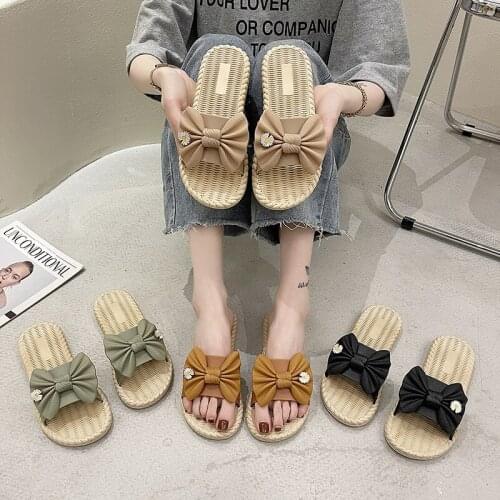2021 Summer Slipper Women Slippers Platform Shoes Woman Bow Knot Flower Indoor Outdoor Flip-flops Beach Shoes Female Slippers