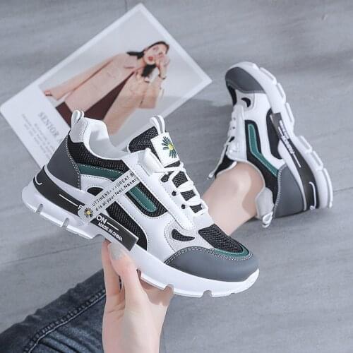 2021 Womens Chunky Sneakers Platform Lace-Up White Vulcanize Shoes Breathable Casual Fashion Dad Shoes Platform Sneakers Basket