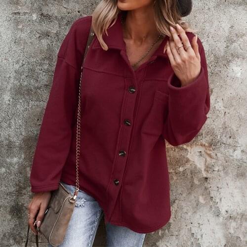 Womens Autumn Long Sleeve Sweater Cardigan Button European and American Jacket Lapel Elegant Long Sleeve Casual Pockets Solid