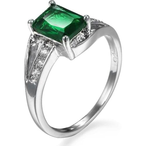 Wholesale Fashion Green stone AAA CZ Plata Ring Size 6 7 8 9 10 Women Chic Popular Jewelry Free Shipping