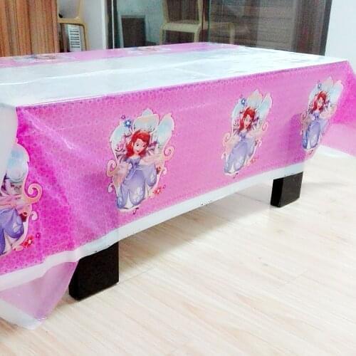 108*180cm Tablecloth Princess Sofia Birthday Party Supplies Baby Shower Cartoon Theme Kids Favors Table Cloth Decorations Sophia