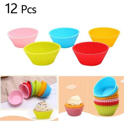 12pc/set Mini Muffin Silicone Soap Cookies Cupcake Bakeware Pan Tray Mould Stampo Silicone Cake Decorating Tools Mold