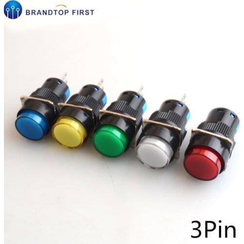 16mm Momentary & Latching Self Lock Round Head Pushbutton Switch 3pin