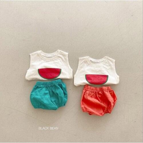 2021 New boys girls 2 pcs set printed vest+shorts cotton summer soft fashion babys suits