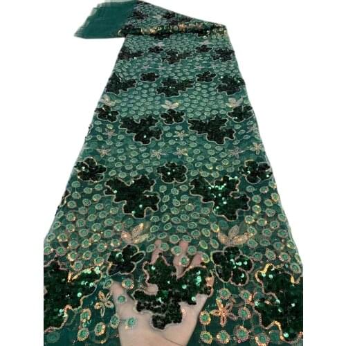 Nigerian Lace Fabrics 2021 High Quality Lace African Lace Fabric French Sequins Tulle Lace Embroidery Cord Lace Fabric For Party