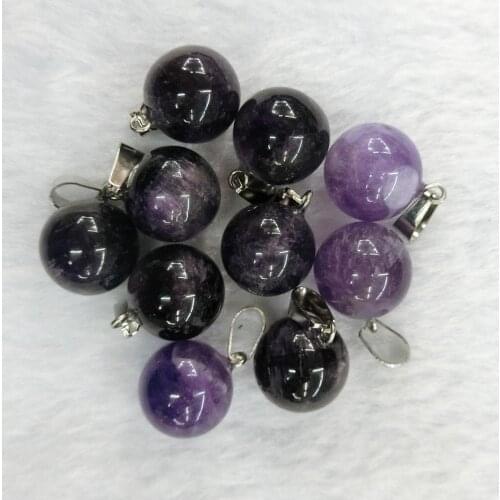 24pcs/lot Natural Amethysts Stone Round Beads Charms Hexagonal Treat Pillar Healing Reiki Point Pendants for Jewelry Making Free