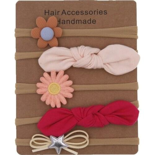 5Pcs Baby Headband Bows Flower Nylon Headbands Bebes Hair Band Hair Ornaments Set Baby Hair Accessories Photography Props
