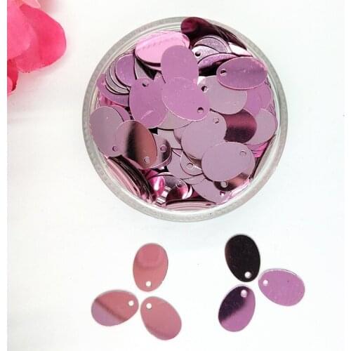 50g/lot 9*13mm Light Pink Oval Egg Shape Loose PVC Sequins Side Hole Spangle, Change Color Paillette Accessory Craft For Bags