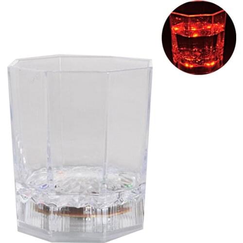 60% Hot Sale LED Light Up Color Change Water Activated Beer Octagonal Cup Mug Party Props Bar Accessories