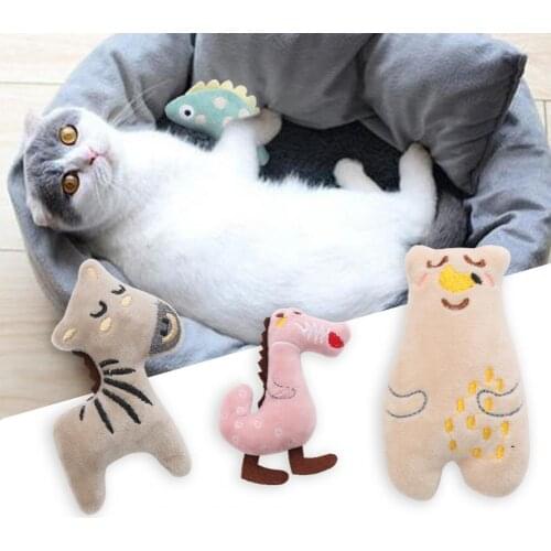 70% Dropshipping!!Pet Molar Toy Cartoon Animal Design with Catnip Plush Bite Resistant Chew Toy for Kitten