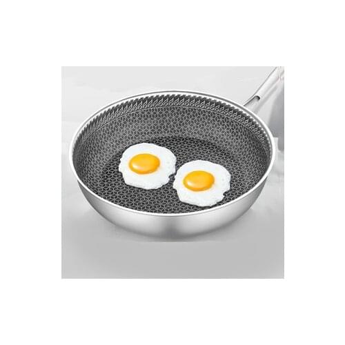 [TB04]Pan non-stick frying pan 304 stainless steel home cooking fried egg steak uncoated induction cooker gas stove