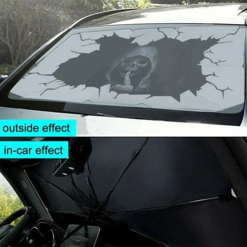 Car Halloween Horror Printing Skeleton Sunshade Umbrella-style Front Glass Sunshade Sunscreen Heat Insulation Cloth Windshield