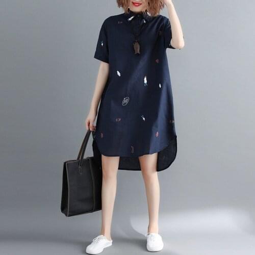 Oversized Loose Embroidery Women Shirts 2021 Summer New Turn-Down Collar Short-Sleeved Loose Lady Elegant Shirts Outwear Coats