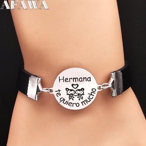 2021 HERMANA Leather Stainless Steel Bracelets Women Brother Bracelets & Bangles Jewelry pulseras acero inoxidable mujer B18167