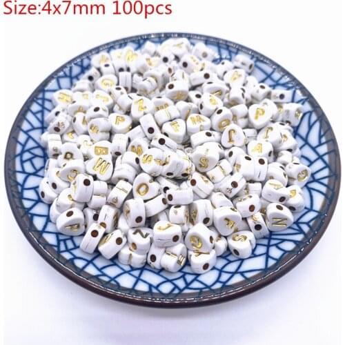 7x4mm 100pcs Color Heart Acrylic Spacer Beads Letter Beads Oval Alphabet Beads For Jewelry Making DIY Handmade Accessories#02