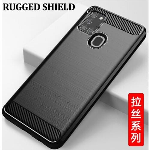 For Samsung Galaxy A21s Carbon fiber Cover Phone Case Bumper Case Full Protection Phone Cover Shockproof Bumper for A21s