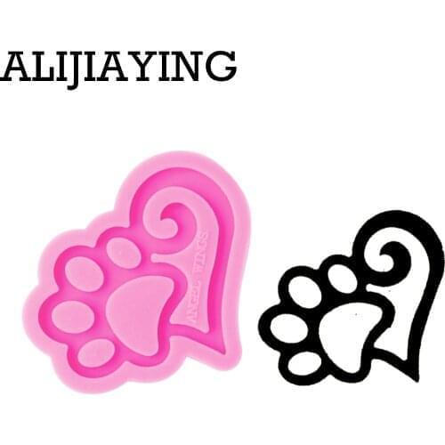 DY0129 Shiny Bear paw creative keychain silicone mold DIY Dogs paw craft keyring pendant for girl jewelry keychains