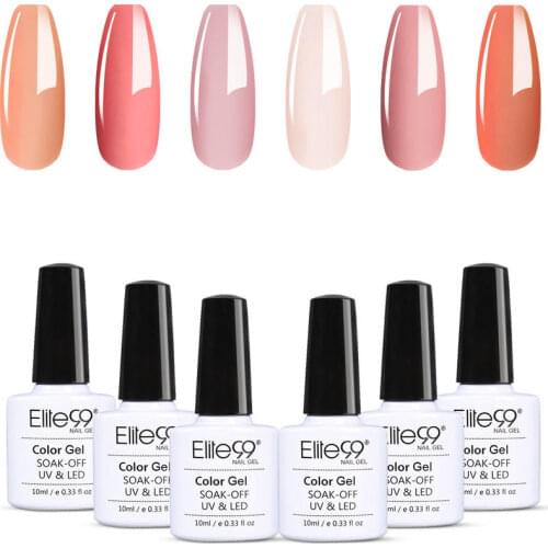 Elite99 6PCS 10ml Pure Color Gel Nail Polish Set Soak Off Glitter Shiny Nail Gel Set Hybrid Varnishes Lacquer Nail Art Manicure