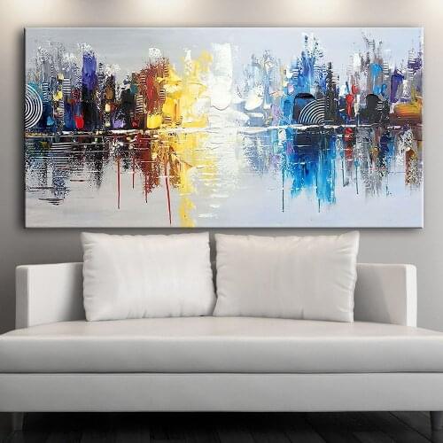 Canvas Print Oil Painting Landscape Poster Modern Home Decoration Hd Print Wall Art Abstract City View Picture For Living Room