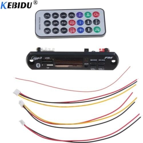 Kebidu 5V-12V Bluetooth 5.0 MP3 WMA WAV Decoder Board Audio Module Music Speaker Car Vehicles MP3 USB FM TF Radio Remote Control