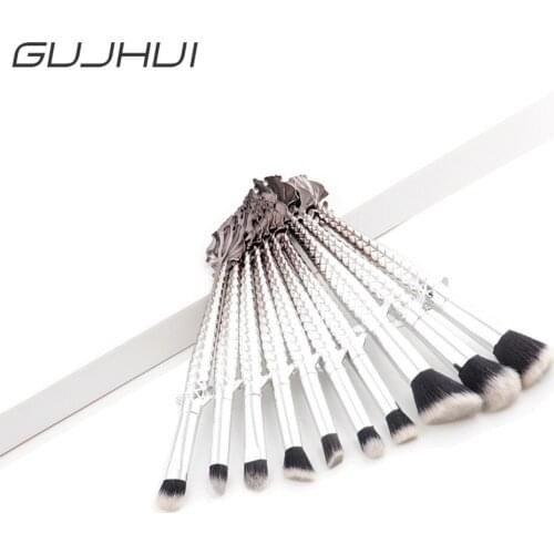 10Pcs/Set Mermaid Makeup Brush Fish Tail Foundation Powder Eye Shadow Make Up Brushes Contour Blending Cosmetic Tool #254527