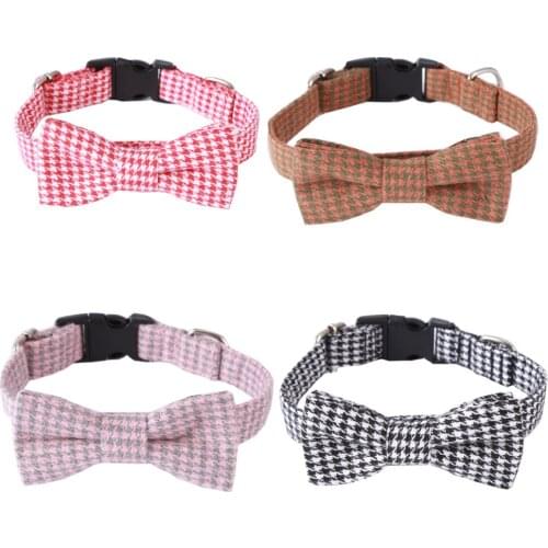 Classic Grid Sanding Cat Collar Tie Ornaments Dog Fashion Necklace Suffocation Adjustable Removable Collar Pet Decor Accessories