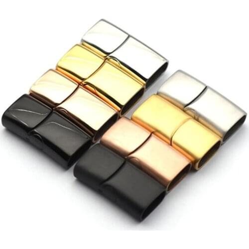 2pcs 8x4 10x5 12x6mm Hole Stainless Steel End Fastener Clasps Magnetic Clasps Hooks Fits Leather Cord Bracelets DIY