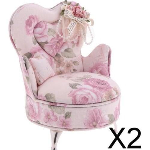 2x1/6 Scale Dolls Sofa Chair Armchair Furniture Jewelry Box Model Light Pink