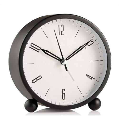 Silent Alarm Clock,Alarm Clock Without Ticking,Round Luminous Metal Alarm Clock,Alarm Clock Vintage Decoration