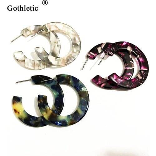 Gothletic 38mm Small Acetic Acid Resin Hoop Earrings Women Earrings Accessories Wholesale 2019 NEW
