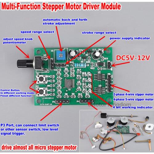 Multifunction Step Motor Speed Controller Module Board DC 5V-12V 6V 2-phase 4-wire 4-phase 5-wire Stepping Motor Driver