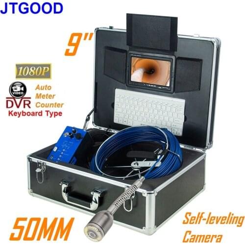 JTGOOD 9" Monitor 50MM Self-leveling HD1080P DVR Meter Counter Keyboard Pipe Inspection Camera Kit Sewer Inspection Suit Tools