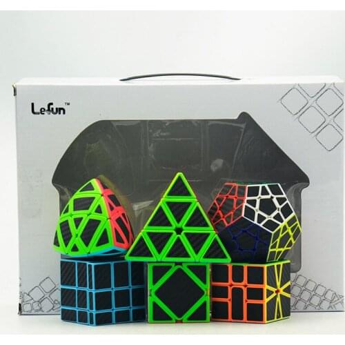 6pcs/set Strange Shape Cube Set Lefun Magic Cube Mastermorphix+SQ-1+Meg+Mirror Block+Pyramid+Ske Black Sticker Gift Package