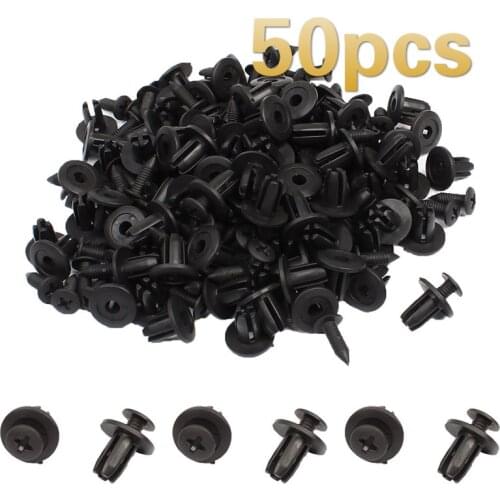 New 50Pcs 6mm Auto Bumper Fastener 6mm Hole Rivet Retainer Push Engine Cover Car Door Trim Panel Clip Fasteners For Toyota