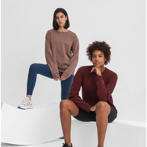 2021 Autumn&Winter New Cotton Round Collar Yoga Clothing Women Outdoor Running Fashion Long Sleeve Hoodie Exercise Fitness