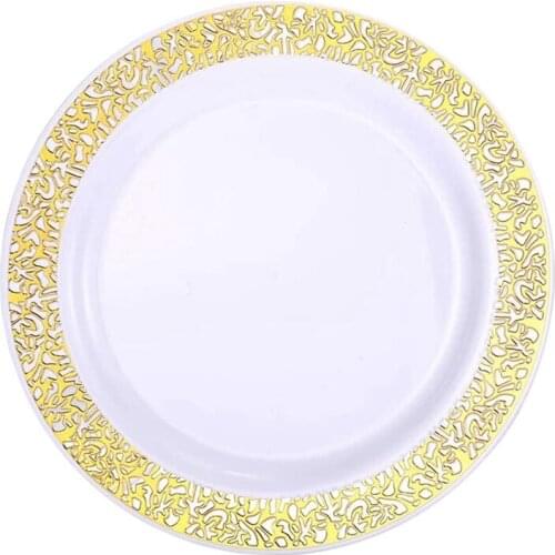 Gold Disposable Plates Party Home Supplie Plastic Party Plates Gold Lace Plates Salad / Dessert Plates
