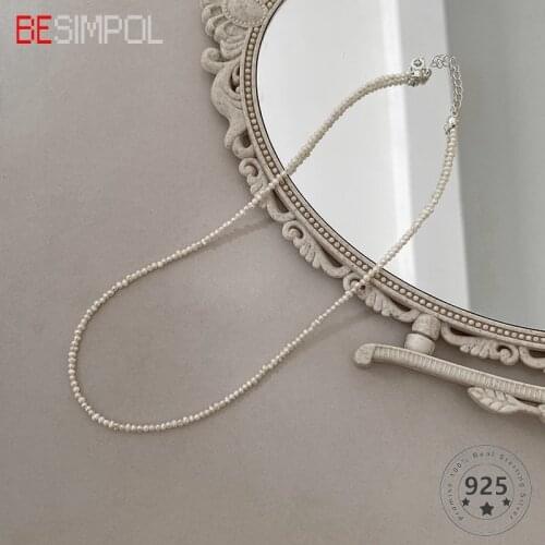 Besimpol French Style 925 Silver Irregular Pearl Necklace Elegant Vintage Choker Necklace For Women 2020 Fine Jewelry For Party