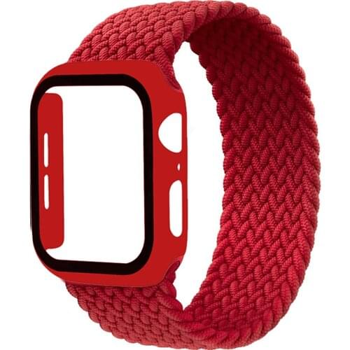 Braided Solo Loop Band For Apple Watch strap 44mm 40mm 42mm 38mm Elastic Nylon bracelet+PC Case iWatch series 6 5 4 3 se strap