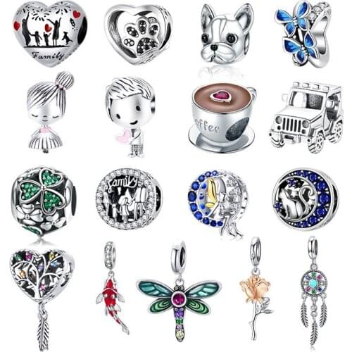 WOSTU Authentic 925 Sterling Silver Hot Sale Coffee Beads Charms Pendant Fit Original Bracelets Women Fashion DIY Jewelry Gift