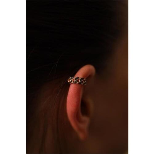 SRO Fashion Chain Model Black Zircon Stone Rose Silver Cartilage Earrings Modern Design Premium Jewelry For Women Hand Made