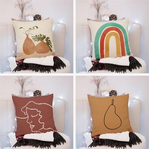 Modern Linen pillowcase new fashion home sofa car seat cushion cover short plush printed pillow home decoration