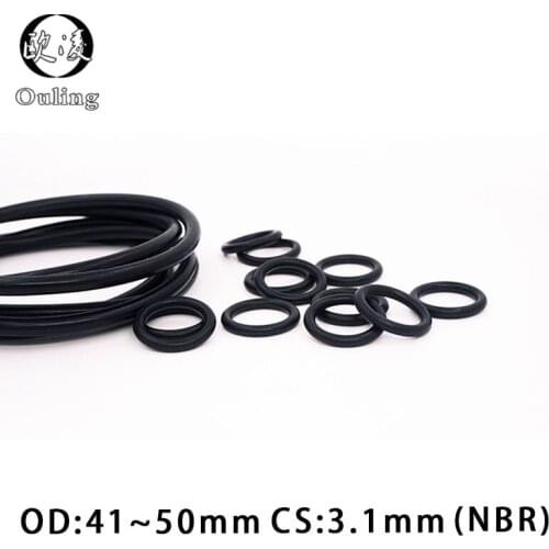 20PCS/lot Rubber Ring Black NBR Sealing O-Ring 3.1mm OD41/42/43/44/45/46/47/48/50mm O Ring Seal Nitrile Gasket Rings Washer
