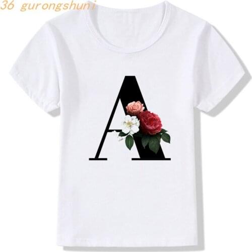 Funny Letter Graphic T Shirts Cartoon T Shirt for Girls Tshirt Girl T-shirt Letters A B C D Kids Clothes Boys Children Cloting