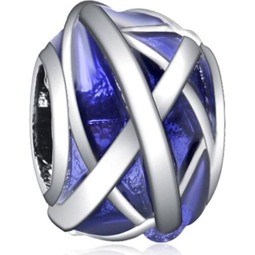 1Pcs New Cute Blue Intertwined Pendant DIY Beads Suitable for Original Pandora Charm Bracelet Ladies Jewelry Making Gifts