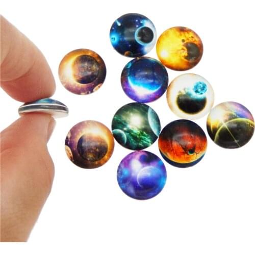 10-50pcs Cool Universe Planet Design Glass Cameo Flatback Dome Cabochon Mix Star Sky For Craft DIY Jewelry Findings 8-30MM